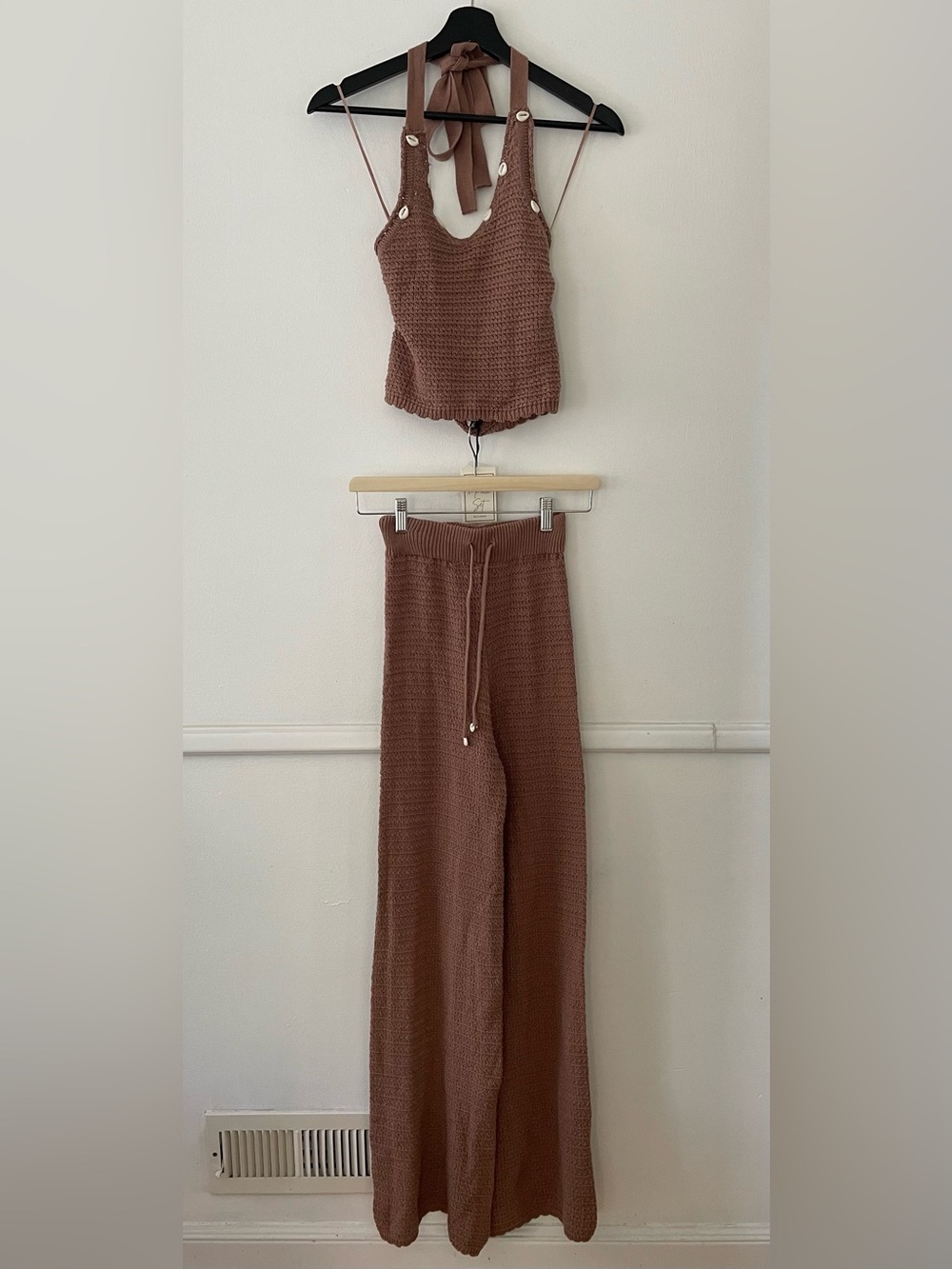 Sincerely Jules Knit 2-Piece Halter Top and Wide Leg Pants Set Size XS